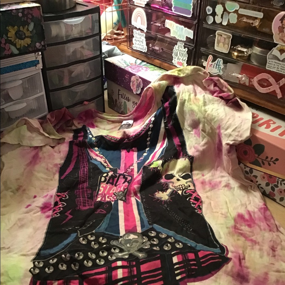 3x tie dye punk rock and pirate shirt - Picture 2 of 3
